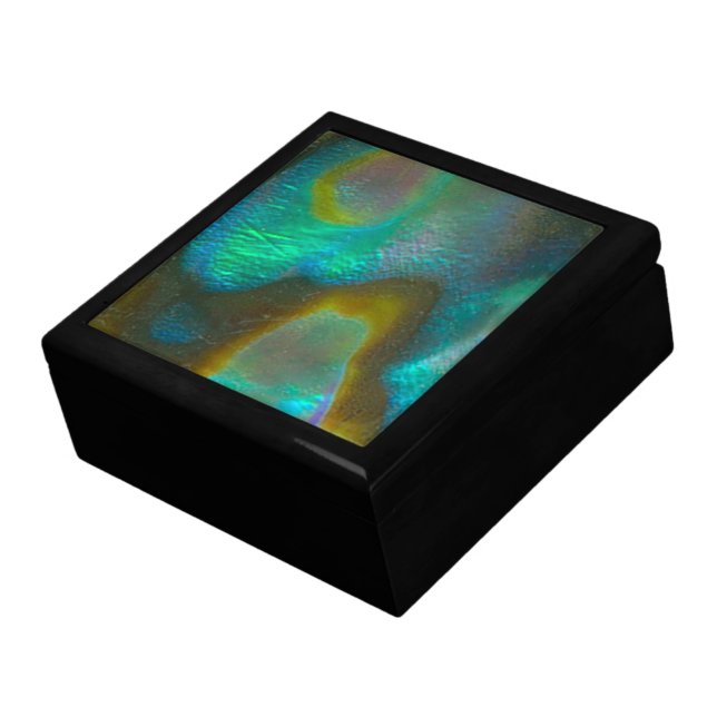 Blue Green Abalone Shell Jewelry Box (Side)