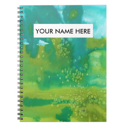 Blue green abstract art mermaid spiral notebook