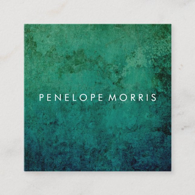 Blue Green Abstract Beauty Stylist   Square Business Card (Front)