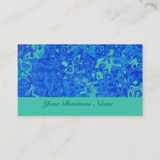 Blue, Green Abstract Business Card (Front)