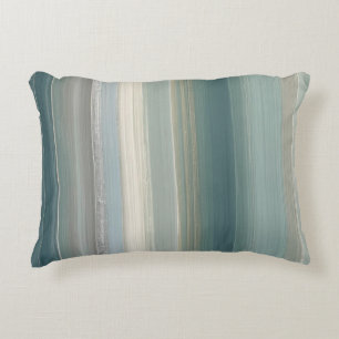 Blue Green Abstract Coastal Stripe Accent Pillow