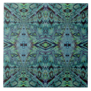 Blue Green Abstract Design Ceramic Tile