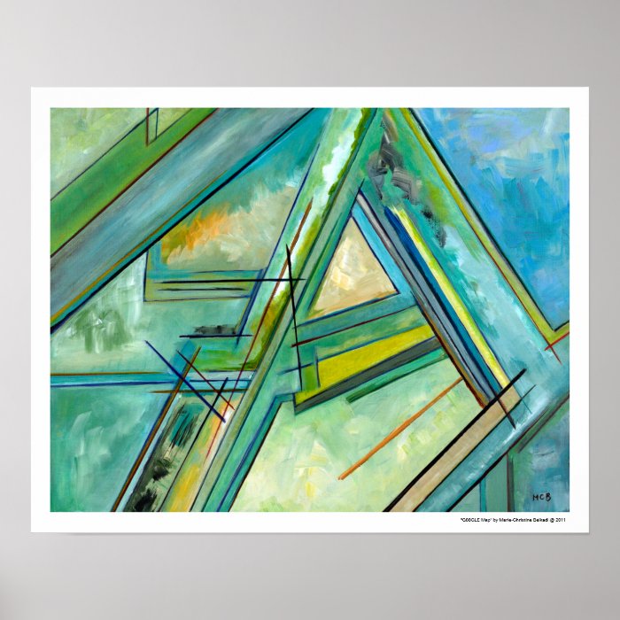 Blue Green Abstract Map Décor G88GLE Poster Map