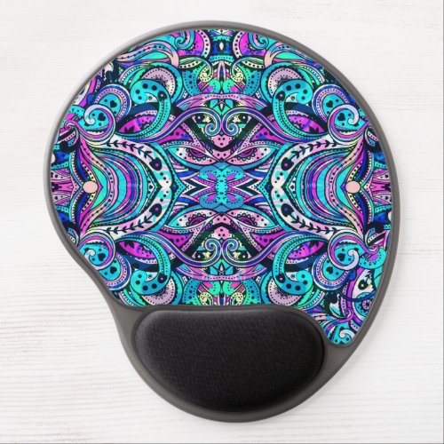 Blue_Green Abstract Ornate Swirls 2 Large Print Gel Mouse Pad