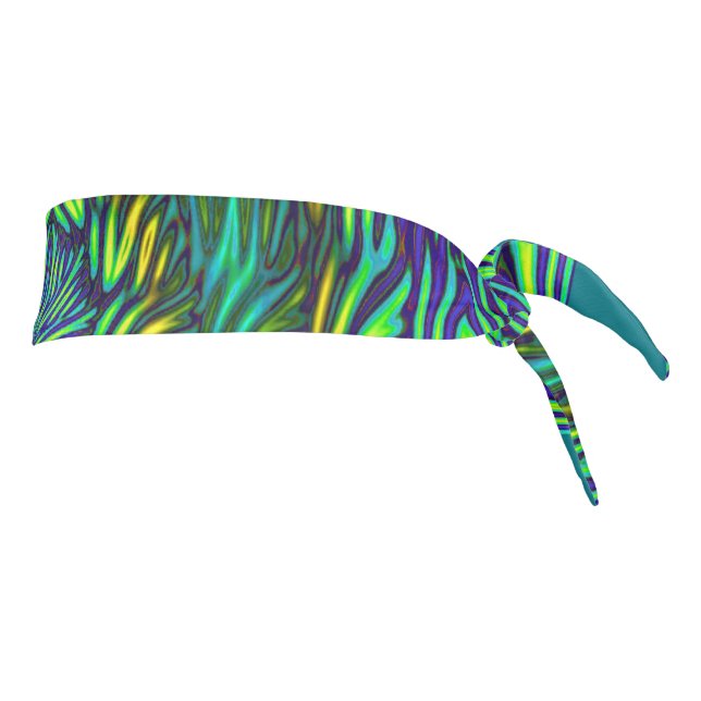 Blue Green Abstract Pattern Tie Headband (Rotate 90)
