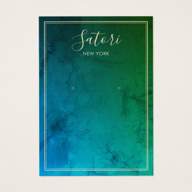 Blue Green Abstract Script Earring Display (Front)