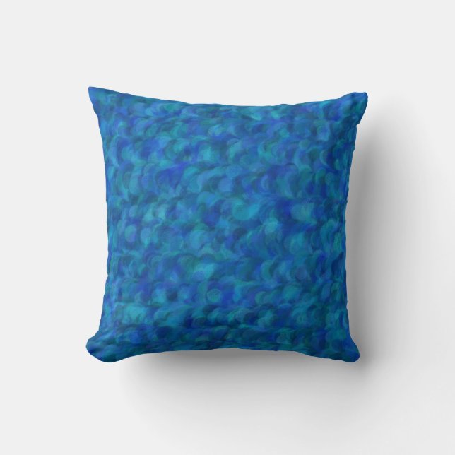 Blue Green Abstract Seamless Pattern Throw Pillow (Front)