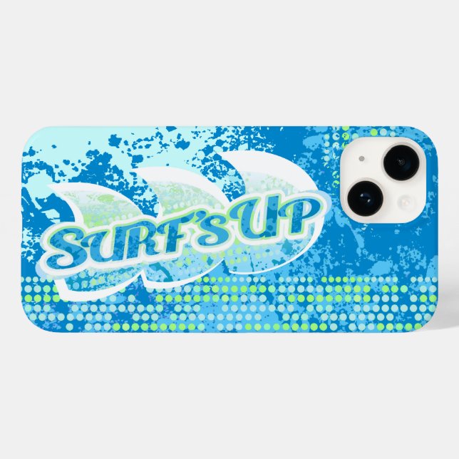 Blue green abstract surf's up iphone case (Back (Horizontal))