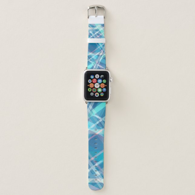 Blue Green Abstract Tartan Apple Watch Band (Front)