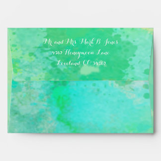 Blue Green Abstract Watercolor Pattern Envelope