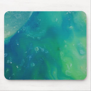 Blue Green Acrylic Inks Fantasy Space Abstract Art Mouse Pad