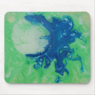 Blue Green Acrylic Inks Fantasy Space Abstract Art Mouse Pad