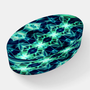 Blue green acrylic style, neon mirroring shapes paperweight