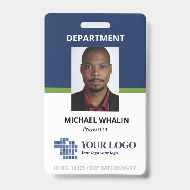 Blue Green Add Your Logo & Photo Badge (Front)
