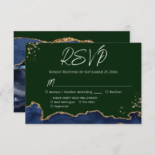 Blue  Green Agate Wedding RSVP