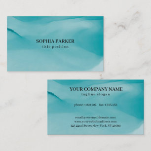 Blue-Green Alcohol Ink Business Card