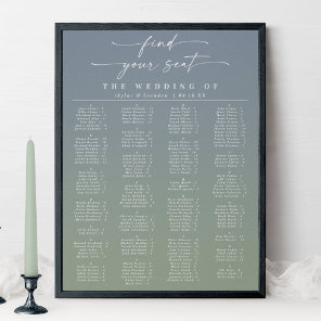 Blue & Green Alphabetical Wedding Seating Chart
