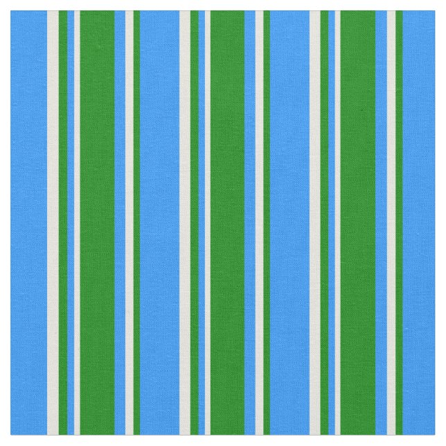 Blue, Green, and Beige Lines Pattern Fabric (Close Up)