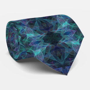 Blue, Green and Black Abstract Fractal Necktie