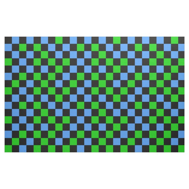 Blue Green And Black Checkered Pattern  Fabric (Fat Quarter)