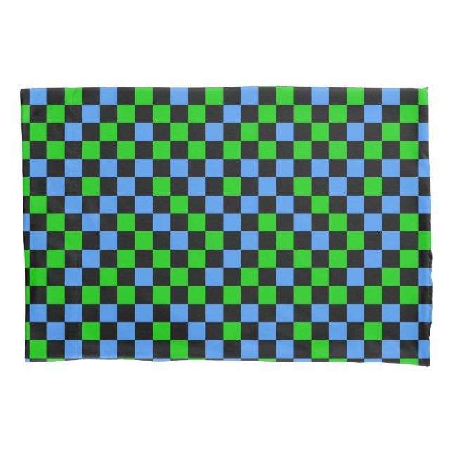 Blue Green And Black Checkered Pattern  Pillow Case (Front)