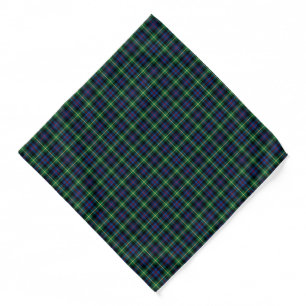 Blue, Green, and Black Farquharson Clan Tartan Bandana