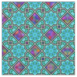 Blue Green and Bright Islamic Style Pattern Fabric