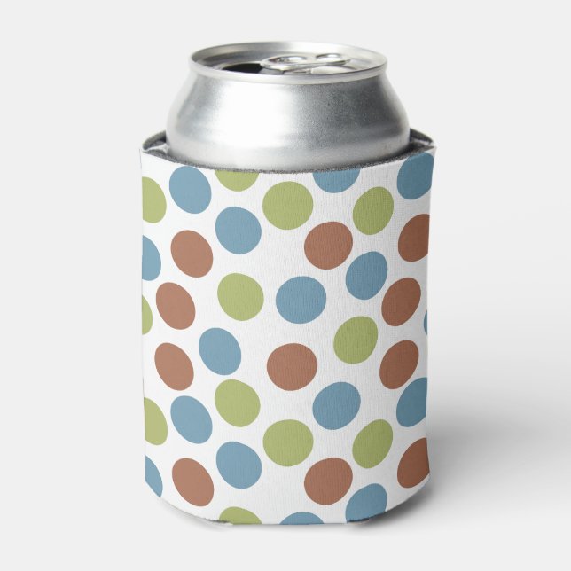 Blue, Green, and Brown Dots  Can Cooler (Can Front)