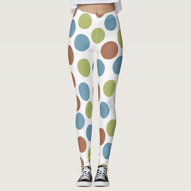Blue, Green, and Brown Dots Leggings (Front)