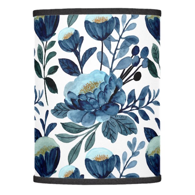 Blue, Green and Brown Floral Loops Lamp Shade (Front)