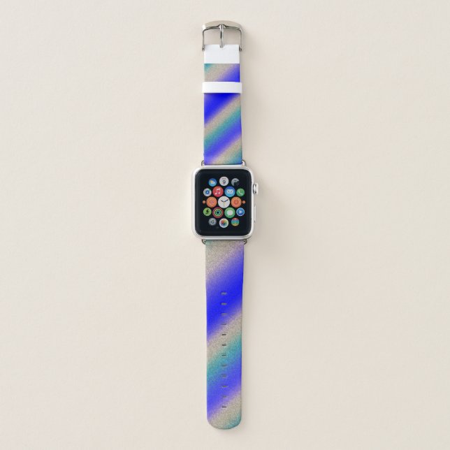 Blue, green and gold gradient pattern apple watch band (Front)