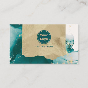 Blue-Green and Gold Marble Business Card