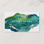 Blue Green And Gold Splatter Business Card at Zazzle