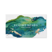 Blue Green and Gold Splatter Business card