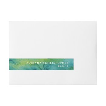 Blue Green And Gold Splatter Custom Wrap Label by spinsugar at Zazzle