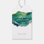 Blue Green And Gold Splatter Gift Tags at Zazzle