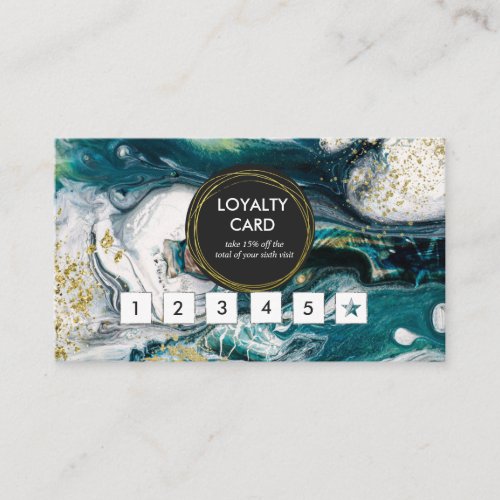 Blue Green and Gold Splatter Loyalty Card