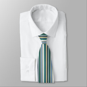 Blue Green and Gold Striped Men's Neck tie