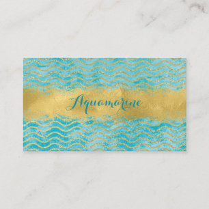 Blue Green and Gold Waves Ocean Business Card