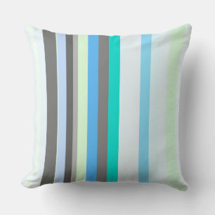 Blue, green and gray Abstract Stripes Throw Pillow