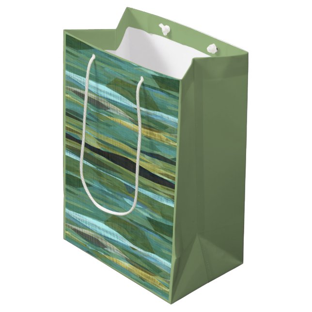 Blue Green and Gray Modern art   Medium Gift Bag (Front Angled)
