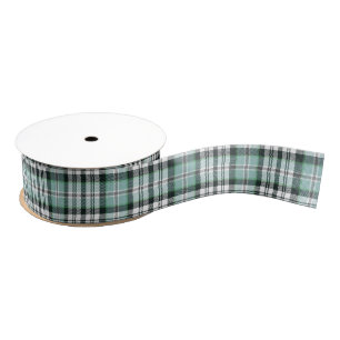 Blue Green and Gray tartan Print Grosgrain Ribbon