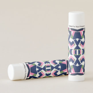 Blue Green and Pink Abstract Cutout Pattern Lip Balm