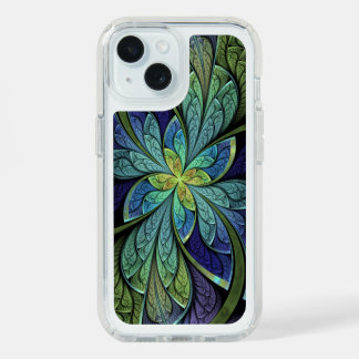 Blue, Green and Purple Abstract Stained Glass iPhone 15 Case