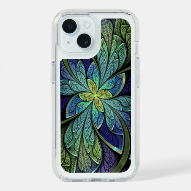 Blue, Green and Purple Abstract Stained Glass Speck iPhone Case (Front (Blue))