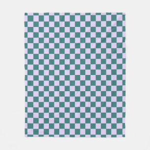 Blue Green And Purple Checkered Pattern Checkerboa Fleece Blanket