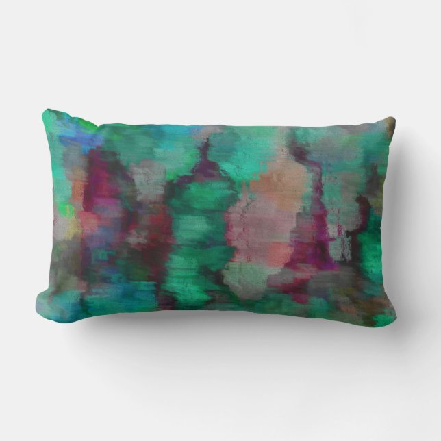 Blue Green and Purple Melange Throw Pillow (Front)