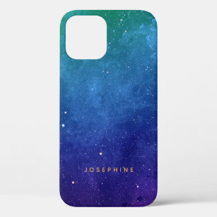 Blue Green and Purple Space Pattern Personalized  iPhone 12 Case