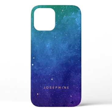 Blue Green and Purple Space Pattern Personalized  iPhone 12 Case