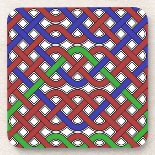 Blue Green and Red Celtic Knots Beverage Coaster